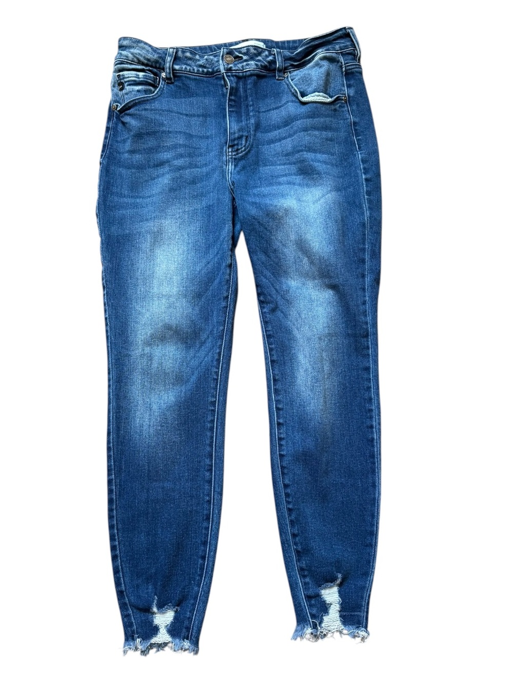 KanCan Dark Blue Jeans Distressed Hem Size 14
